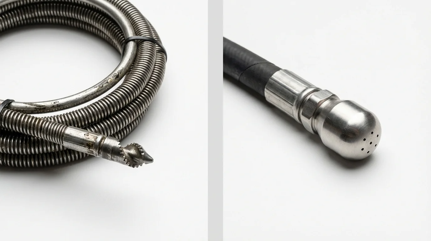 Drain snake cable and hydro jetting nozzle used for drain cleaning in Stearns, KY