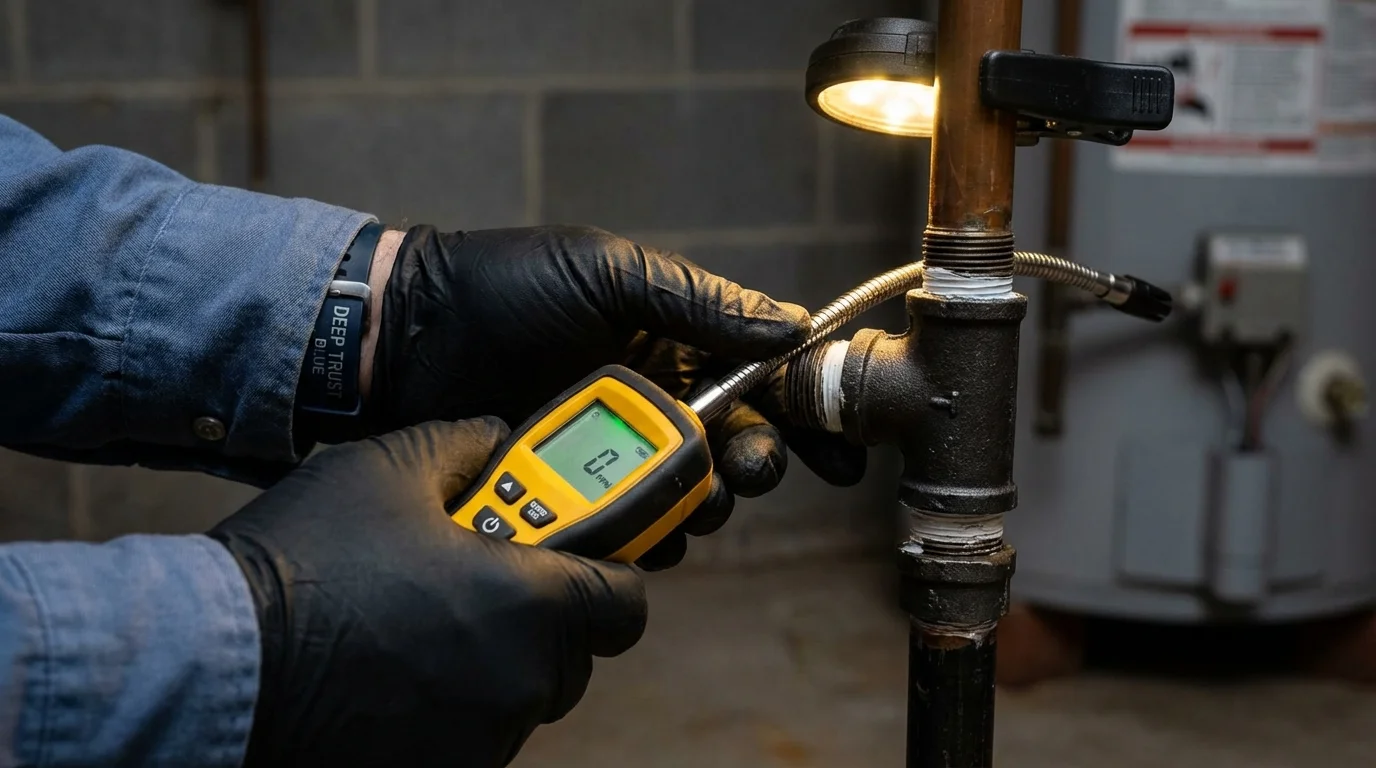 Gas leak detection with electronic sniffer by Johns Plumbing LLC in Stearns