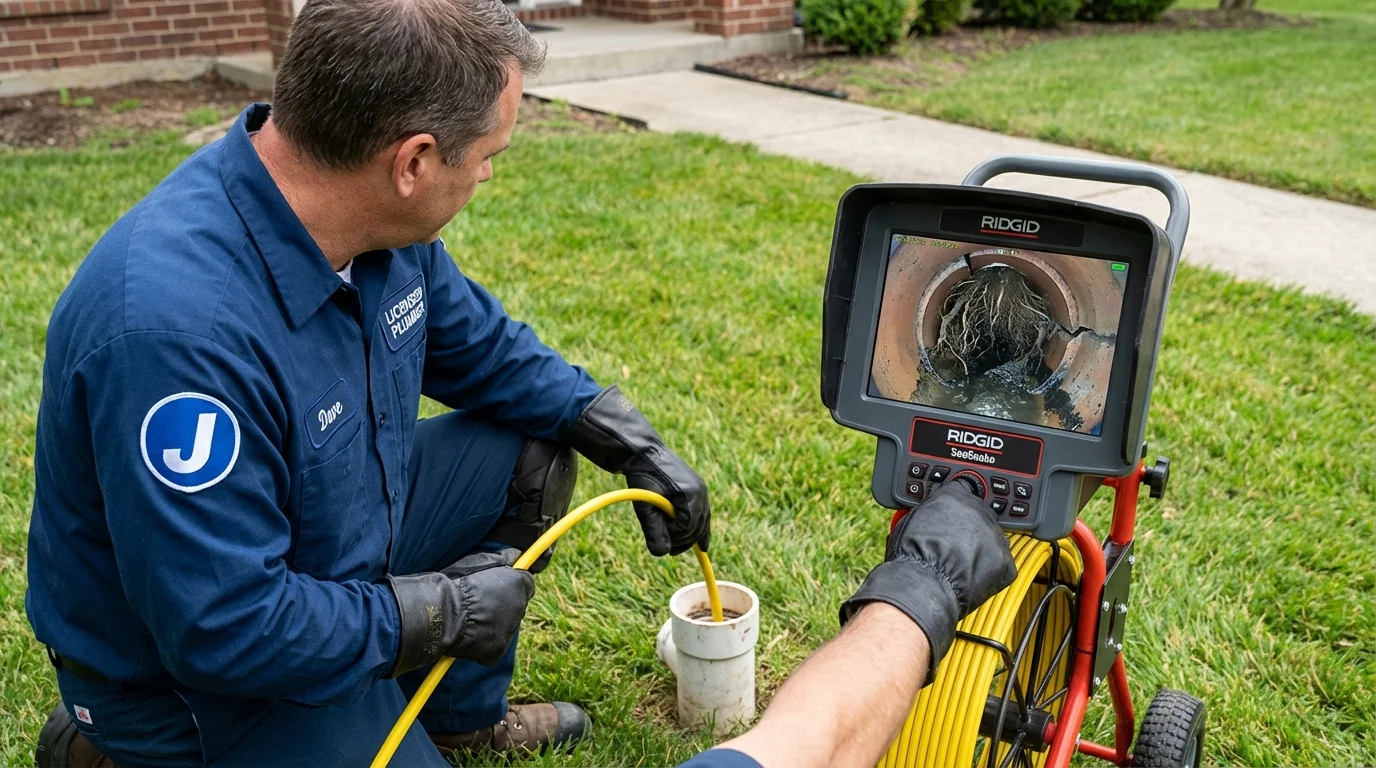 Sewer camera inspection being performed by Johns Plumbing LLC in Stearns